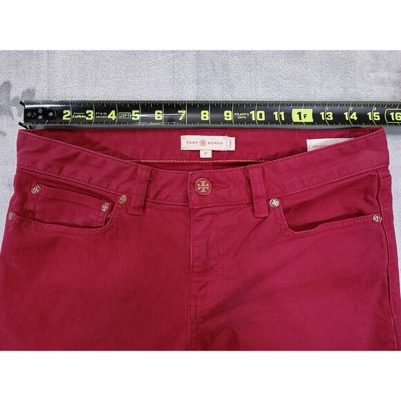 Tory Burch Red Cropped Skinny Jeans Women’s Size 27 - Picture 3 of 11